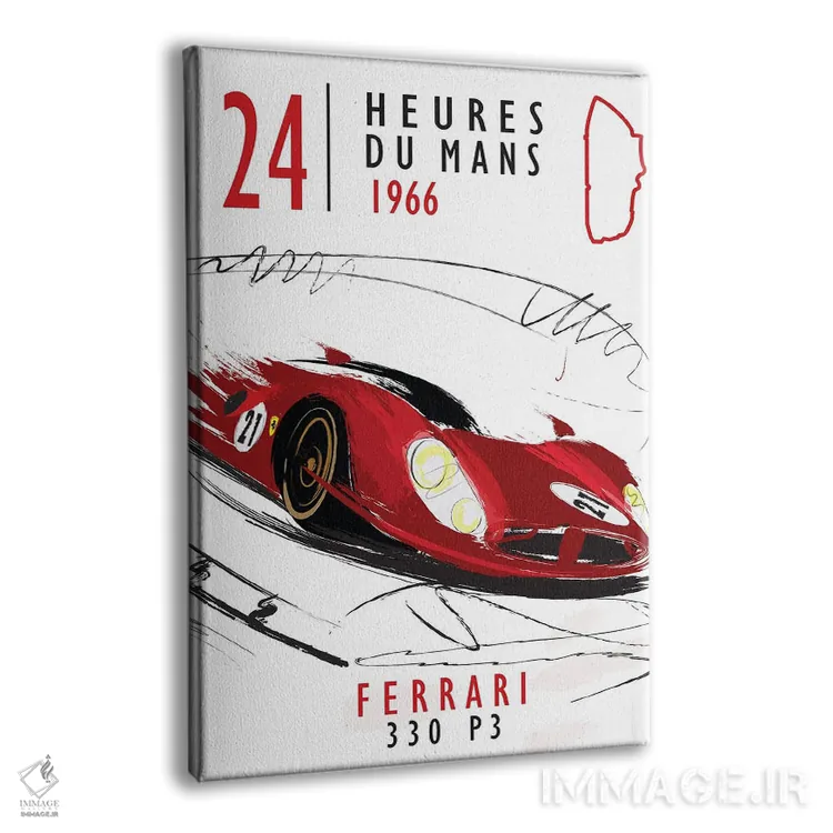 تابلو دکوراتیو فراری در برابر فورد اثر فلای گرافیکس - نمای پرسپکتیو محصول