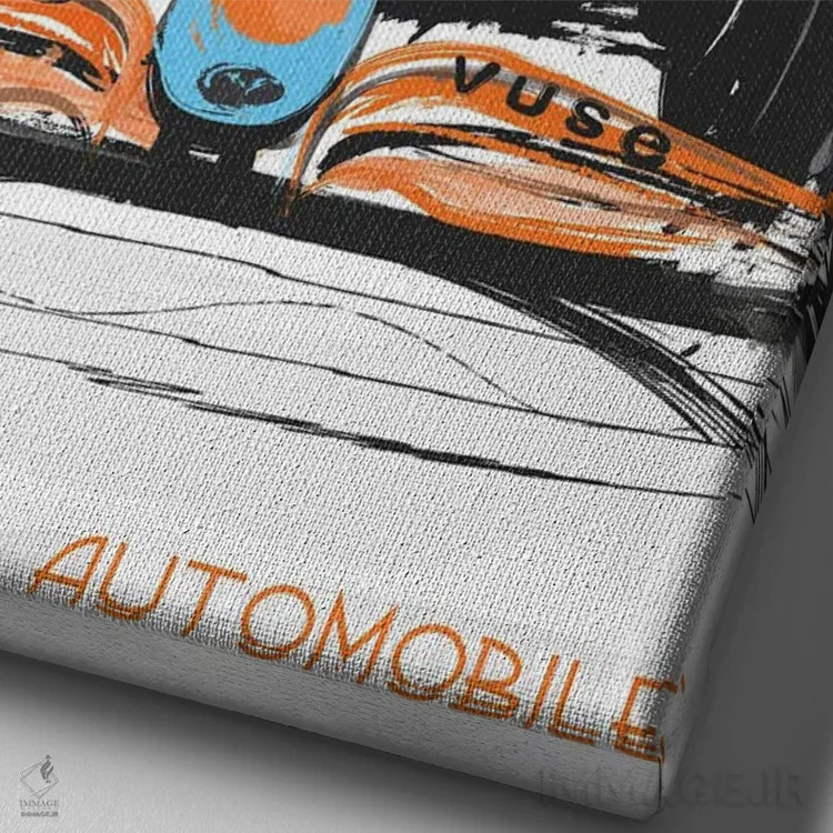 تابلو دکوراتیو پوستر فرمول یک مک لارن موناکو اثر فلای گرافیکس - نمای نزدیک بافت بوم