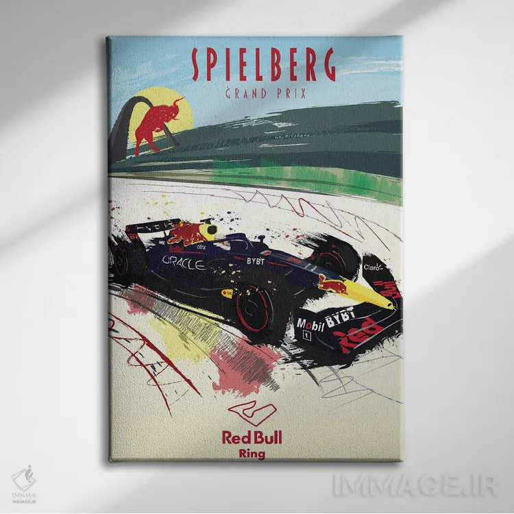 تابلو دکوراتیو پوستر فرمولا یک مکس ورشتاپن، پیست ردبول اثر فلای گرافیکس - نمای روبهرو روی دیوار