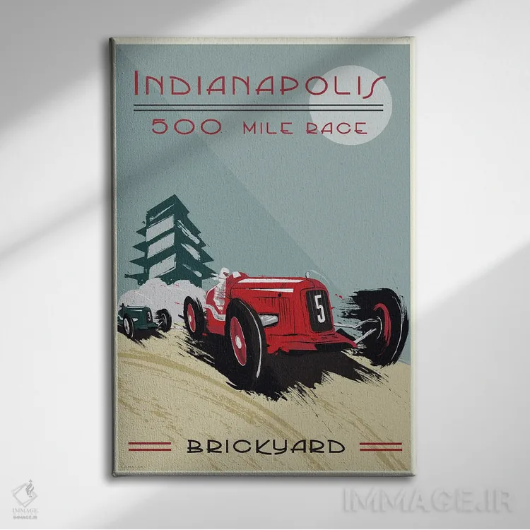 تابلو دکوراتیو ایندیاناپولیس ۵۰۰، بریک یارد ۵۰۰ اثر فلای گرافیکس - نمای روبهرو روی دیوار