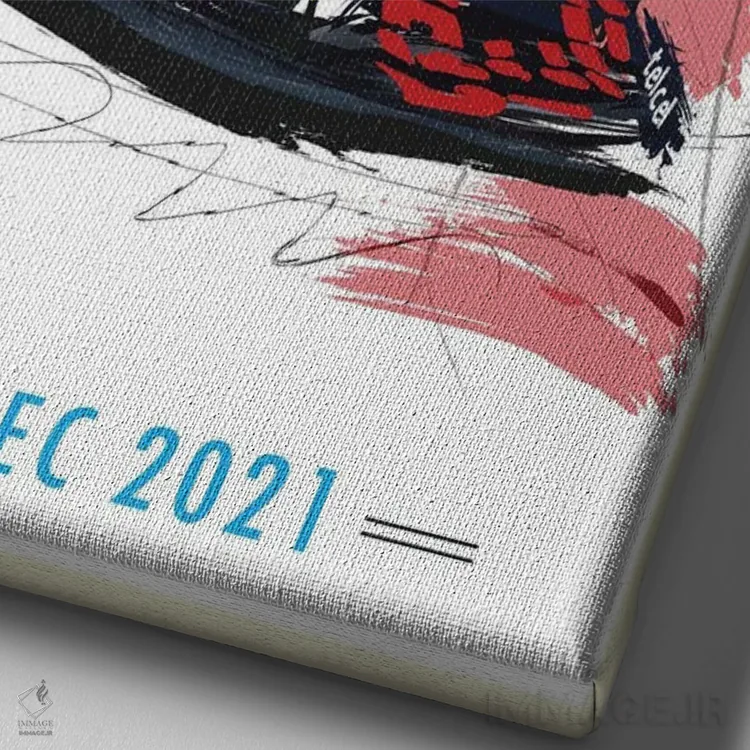 تابلو دکوراتیو پوستر فرمول یک مکس ورشتاپن، ابوظبی اثر فلای گرافیکس - نمای نزدیک بافت بوم