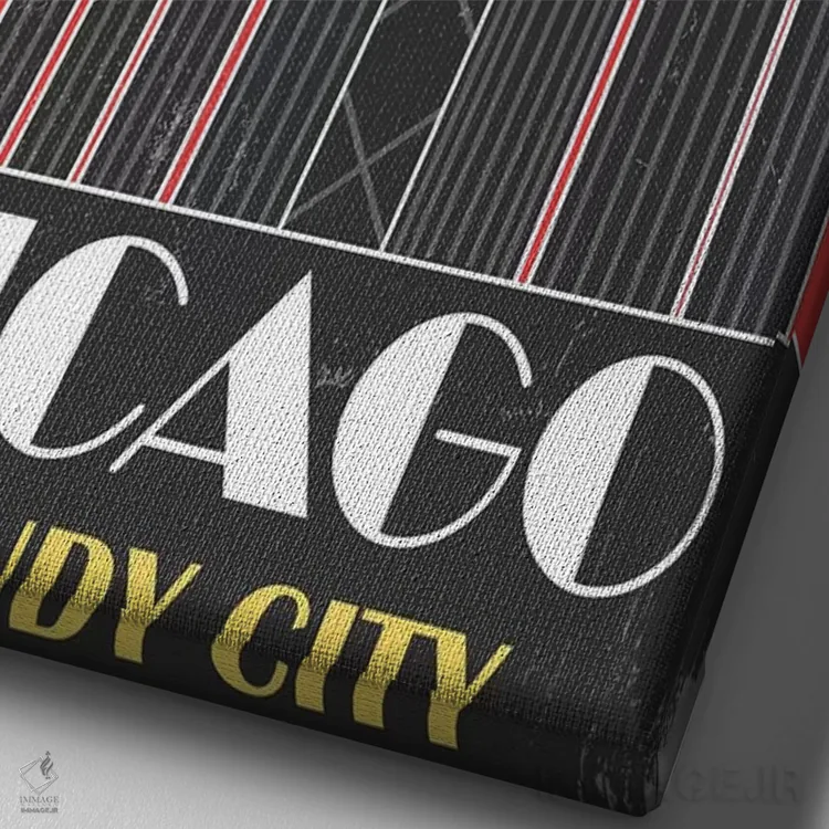 تابلو مدرن شیکاگو، قرمز اثر فلای گرافیکس - نمای نزدیک بافت بوم