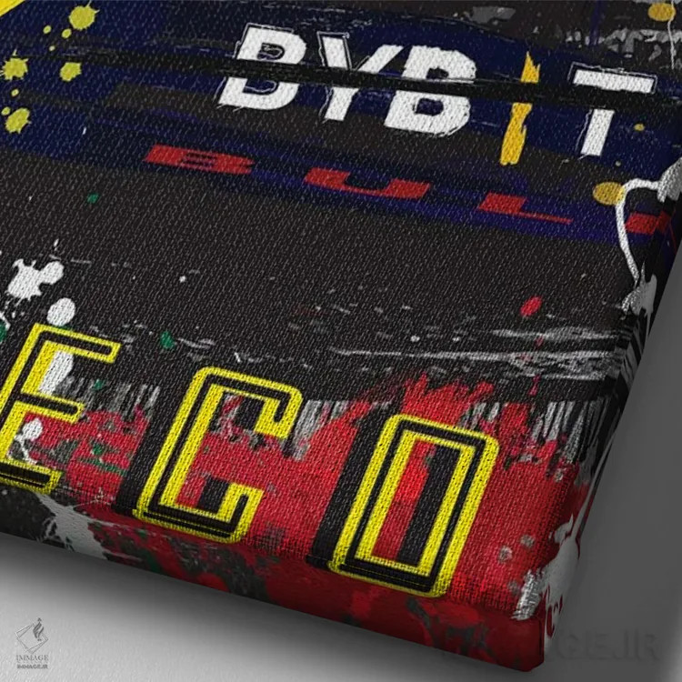 تابلو دکوراتیو پوستر فرمول یک ردبول سرجیو پرز ۱۱ اثر فلای گرافیکس - نمای نزدیک بافت بوم