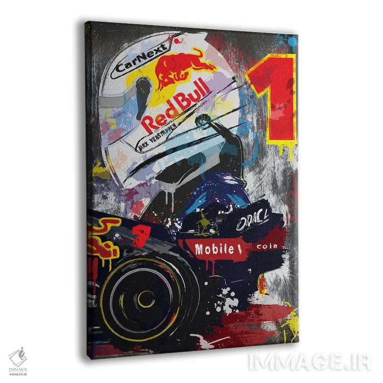 تابلو دکوراتیو پوستر فرمول یک مکس ورشتاپن، ردبول ریسینگ اثر فلای گرافیکس - نمای پرسپکتیو محصول