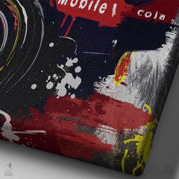 تابلو دکوراتیو پوستر فرمول یک مکس ورشتاپن، ردبول ریسینگ اثر فلای گرافیکس - نمای نزدیک بافت بوم