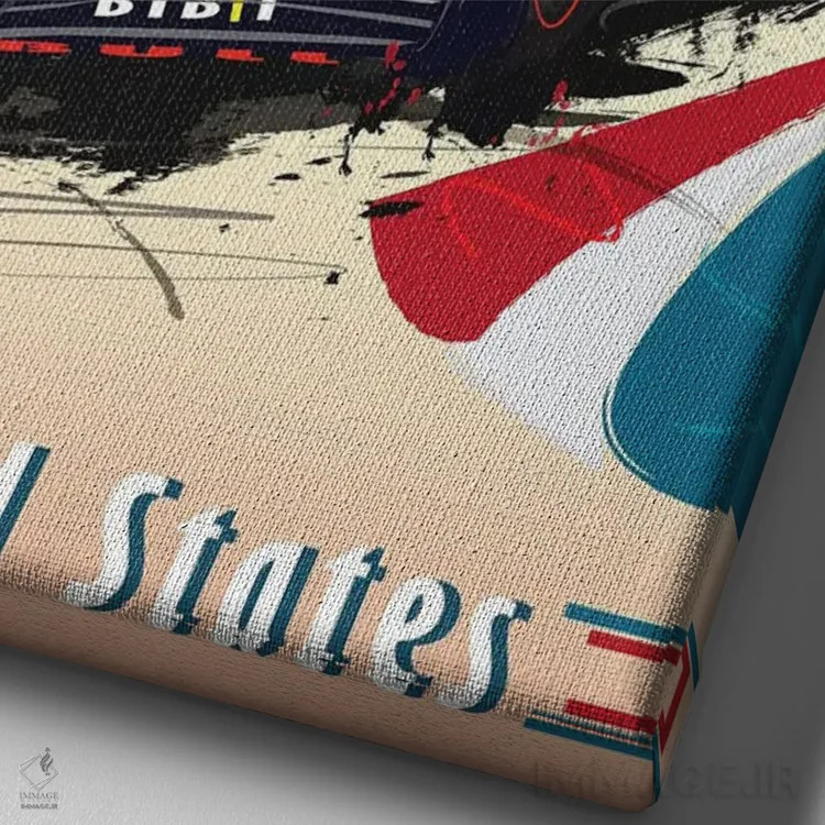 تابلو دکوراتیو پوستر فرمول یک چکو پرز، سرجیو پرز، جایزه بزرگ آستین اثر فلای گرافیکس - نمای نزدیک بافت بوم