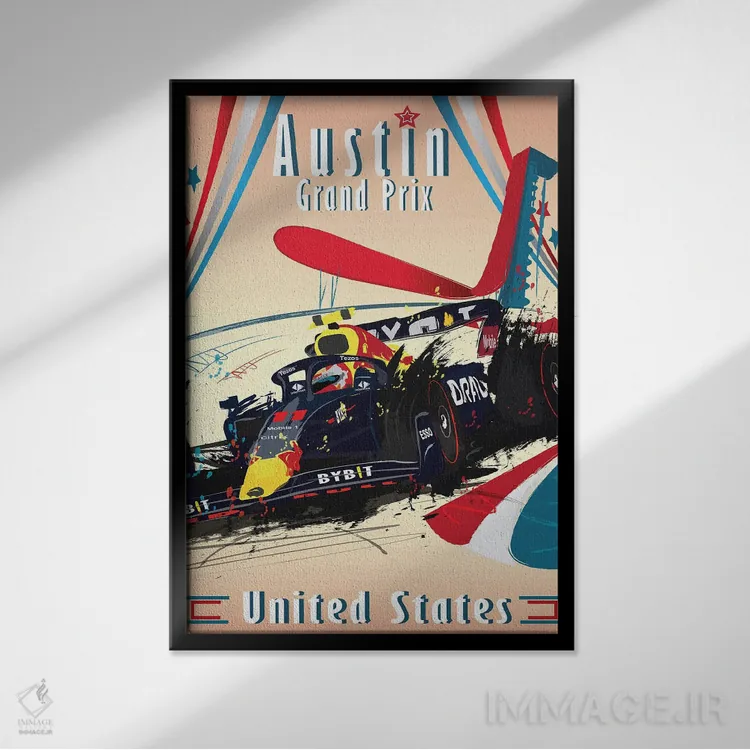تابلو دکوراتیو پوستر فرمول یک چکو پرز، سرجیو پرز، جایزه بزرگ آستین اثر فلای گرافیکس - نمای قابدار مشکی