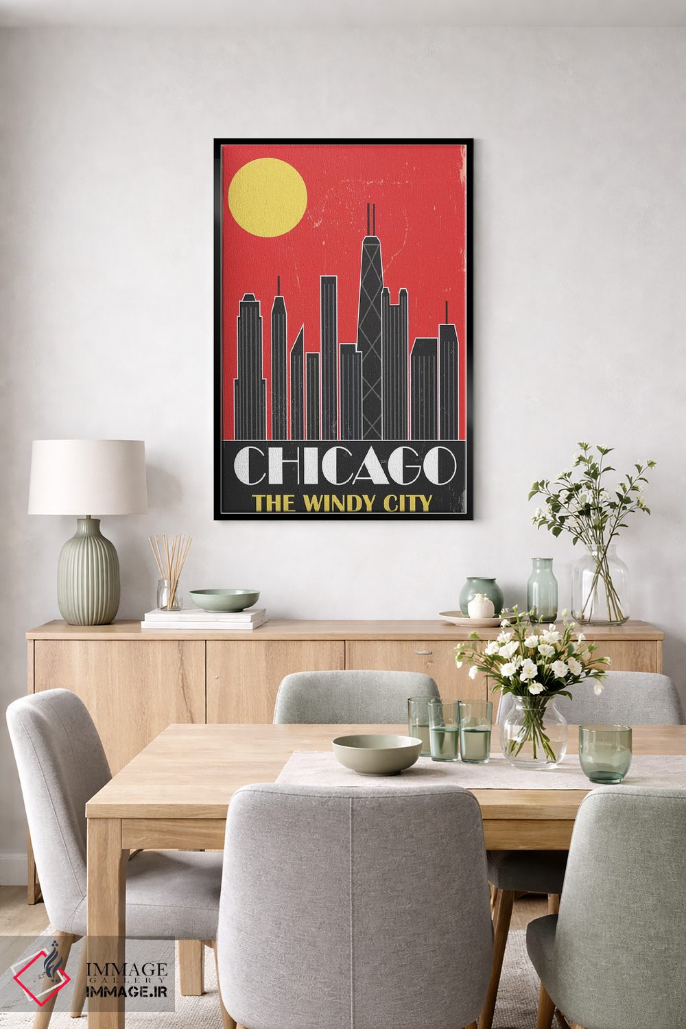 تابلو مدرن شیکاگو، قرمز اثر فلای گرافیکس - D6B