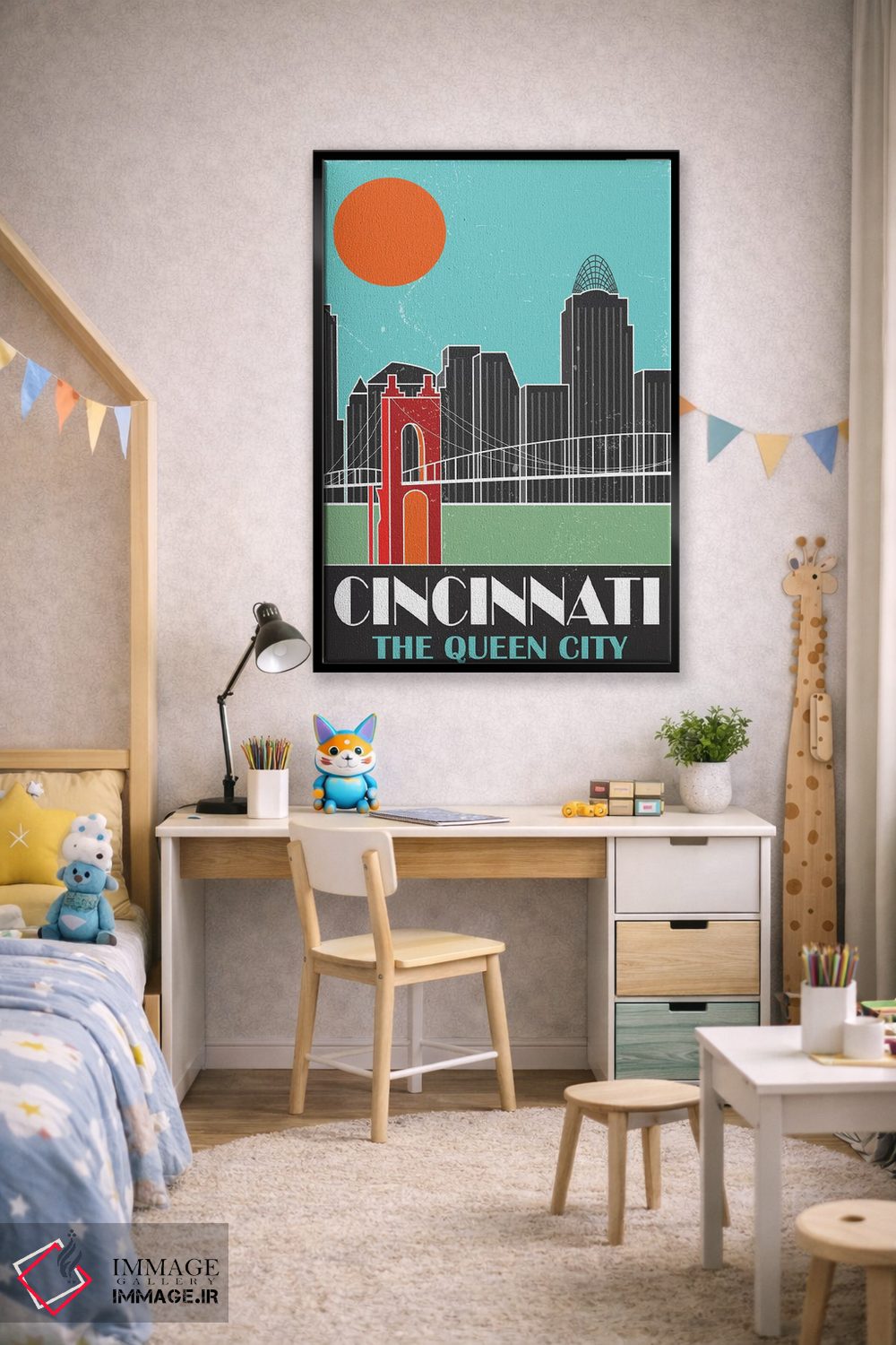 تابلو مدرن سینسیناتی، آبی آسمانی اثر فلای گرافیکس - D2B