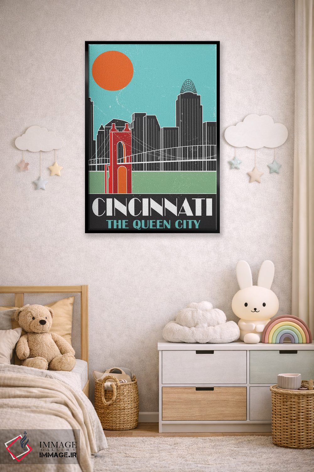 تابلو مدرن سینسیناتی، آبی آسمانی اثر فلای گرافیکس - D6B