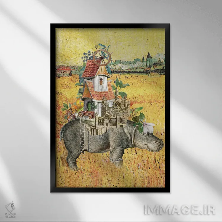 تابلو دکوراتیو اسباب کشی میان قاره ای اثر فن د فانتستیکا - نمای قابدار مشکی