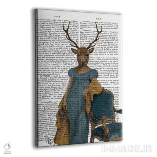 تابلو دکوراتیو گوزن با لباس آبی اثر فب فانکی - نمای پرسپکتیو محصول