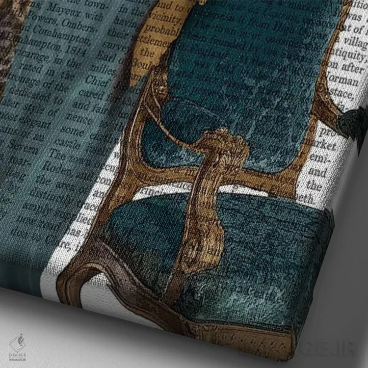 تابلو دکوراتیو گوزن با لباس آبی اثر فب فانکی - نمای نزدیک بافت بوم