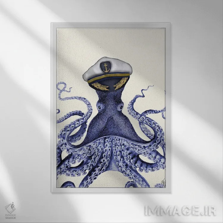 تابلو دکوراتیو کاپیتان اختاپوس اثر فب فانکی - نمای قابدار سفید