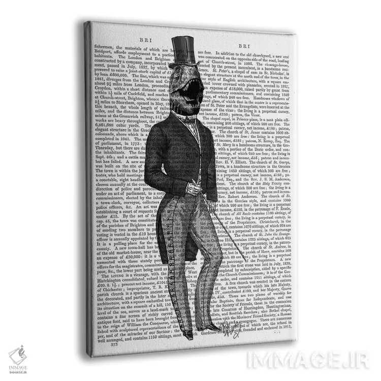 تابلو دکوراتیو مردان دایناسور: مرد تی رکس ۲ اثر فب فانکی - نمای پرسپکتیو محصول