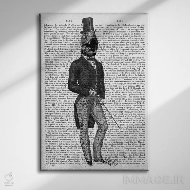 تابلو دکوراتیو مردان دایناسور: مرد تی رکس ۲ اثر فب فانکی - نمای روبهرو روی دیوار