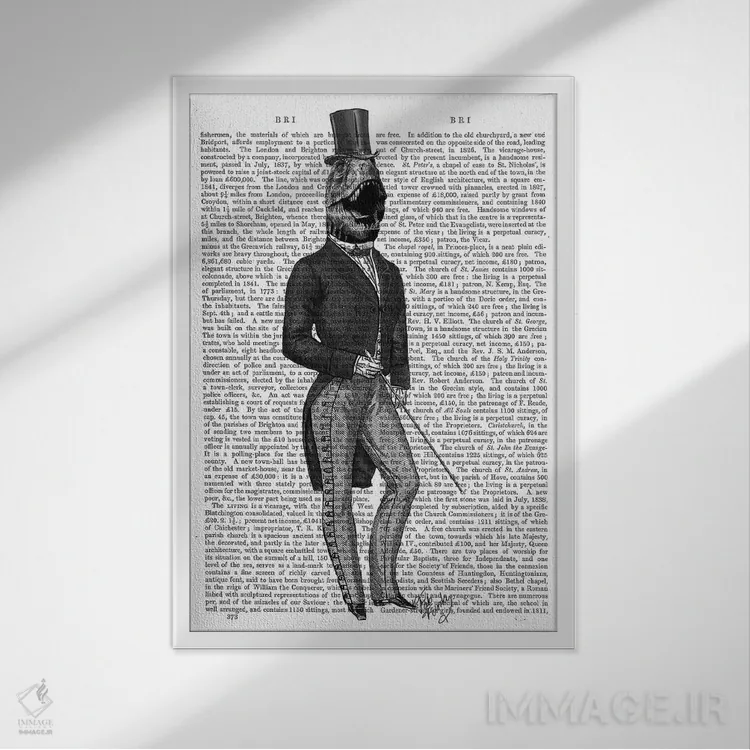 تابلو دکوراتیو مردان دایناسور: مرد تی رکس ۲ اثر فب فانکی - نمای قابدار سفید