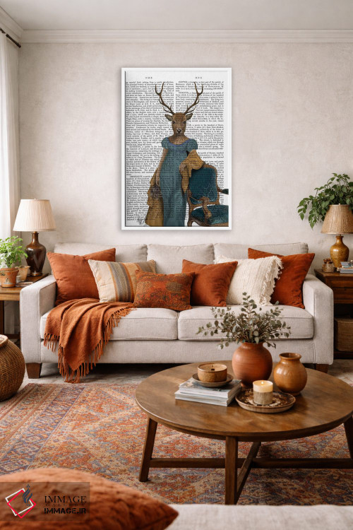 تابلو دکوراتیو گوزن با لباس آبی اثر فب فانکی - D1W