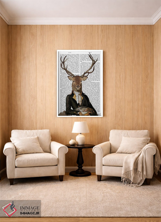 تابلو دکوراتیو گوزن روی صندلی اثر فب فانکی - D2W