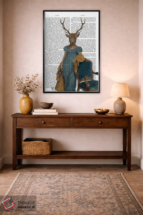 تابلو دکوراتیو گوزن با لباس آبی اثر فب فانکی - D4B