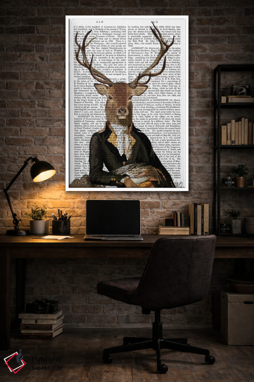 تابلو دکوراتیو گوزن روی صندلی اثر فب فانکی - D4W