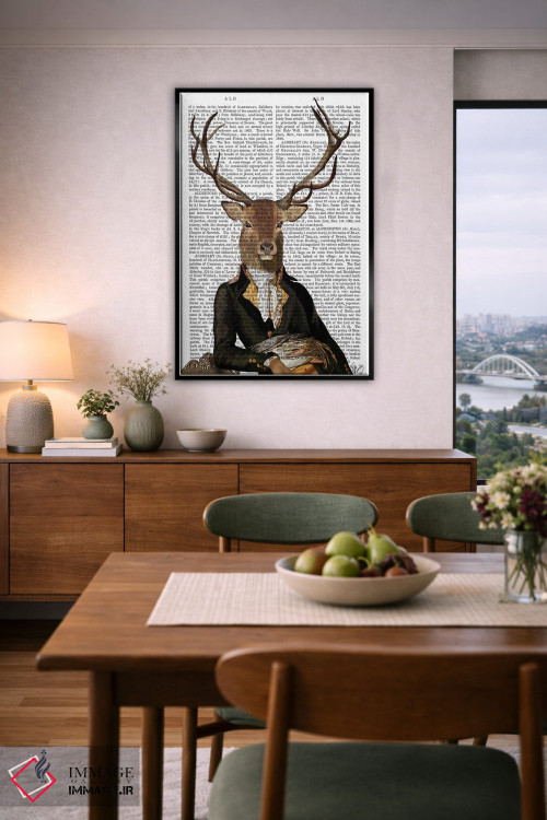 تابلو دکوراتیو گوزن روی صندلی اثر فب فانکی - D6B