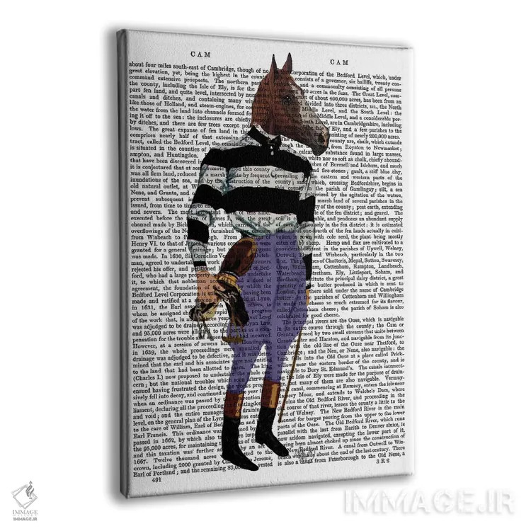 تابلو دکوراتیو سوار اسب مسابقه اثر فب فانکی - نمای پرسپکتیو محصول