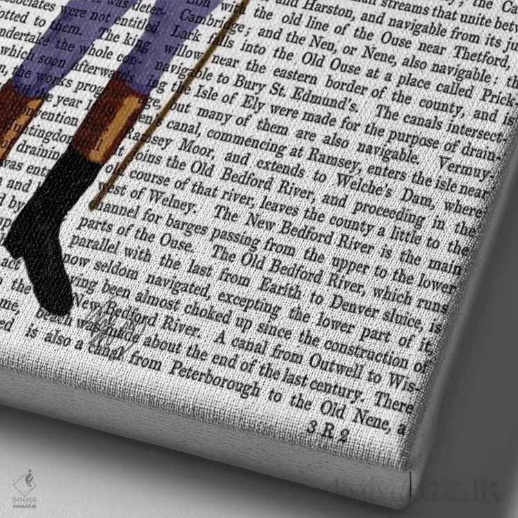 تابلو دکوراتیو سوار اسب مسابقه اثر فب فانکی - نمای نزدیک بافت بوم