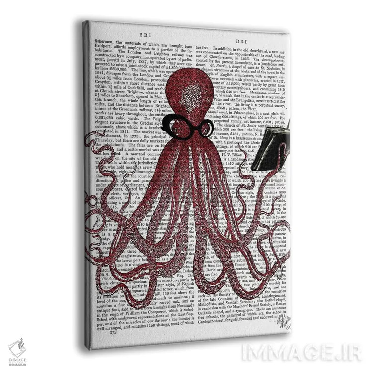 تابلو دکوراتیو اختاپوس باهوش اثر فب فانکی - نمای پرسپکتیو محصول