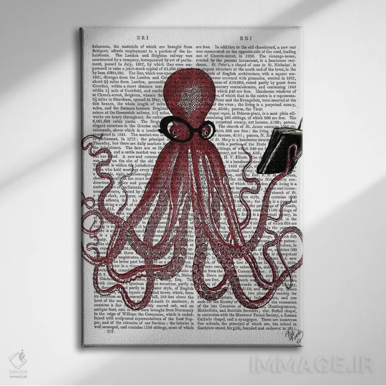 تابلو دکوراتیو اختاپوس باهوش اثر فب فانکی - نمای روبهرو روی دیوار