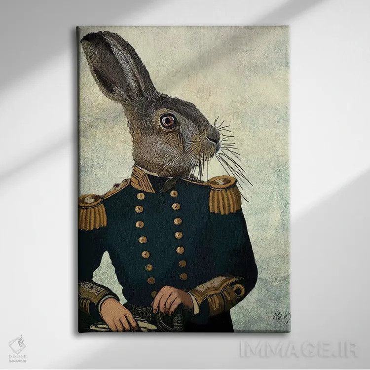 تابلو دکوراتیو ستوان خرگوش اثر فب فانکی - نمای روبهرو روی دیوار