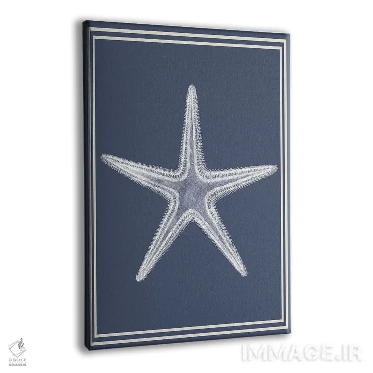 تابلو دکوراتیو ترکیب دریایی سفید بر آبی نیلی ۱ اثر فب فانکی - نمای پرسپکتیو محصول