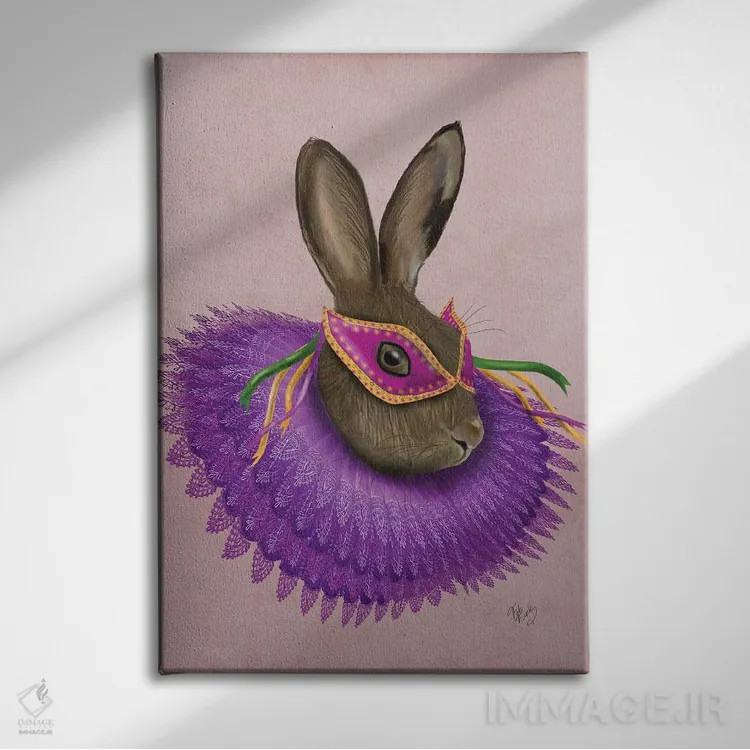 تابلو دکوراتیو خرگوش ماردی گرا اثر فب فانکی - نمای روبهرو روی دیوار