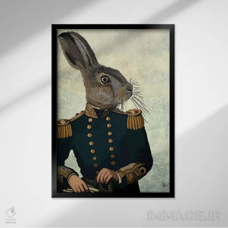 تابلو دکوراتیو ستوان خرگوش اثر فب فانکی - نمای قابدار مشکی