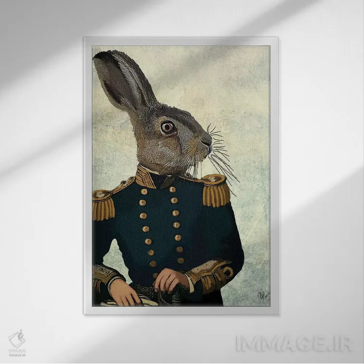 تابلو دکوراتیو ستوان خرگوش اثر فب فانکی - نمای قابدار سفید
