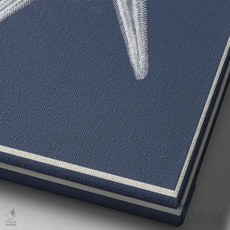 تابلو دکوراتیو ترکیب دریایی سفید بر آبی نیلی ۱ اثر فب فانکی - نمای نزدیک بافت بوم