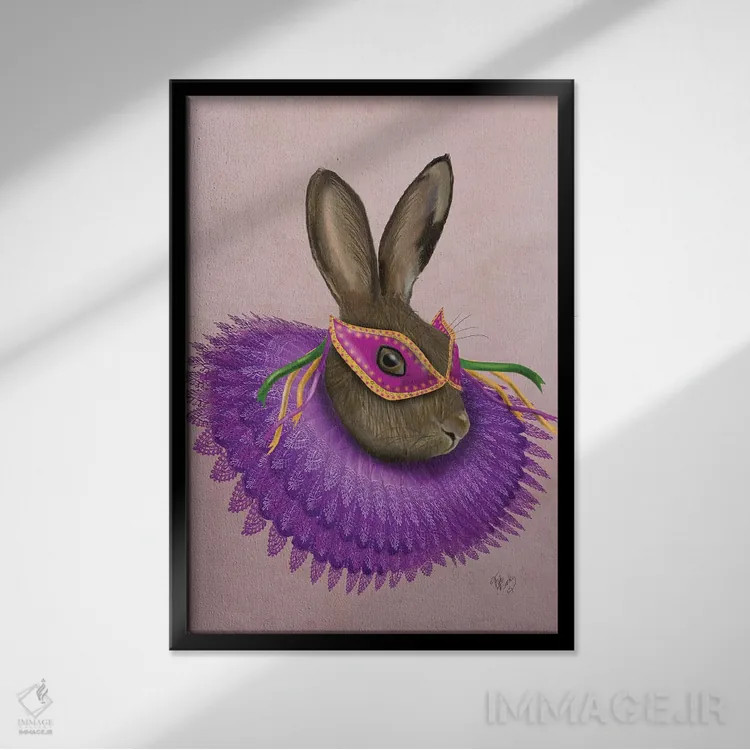 تابلو دکوراتیو خرگوش ماردی گرا اثر فب فانکی - نمای قابدار مشکی