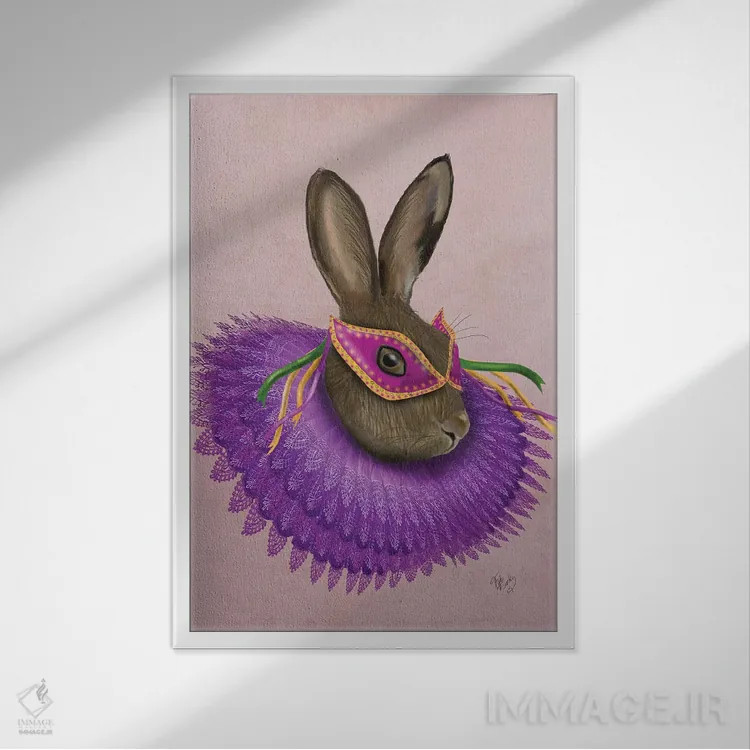 تابلو دکوراتیو خرگوش ماردی گرا اثر فب فانکی - نمای قابدار سفید