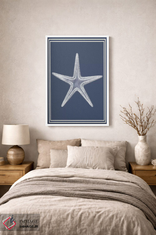 تابلو دکوراتیو ترکیب دریایی سفید بر آبی نیلی ۱ اثر فب فانکی - D1W