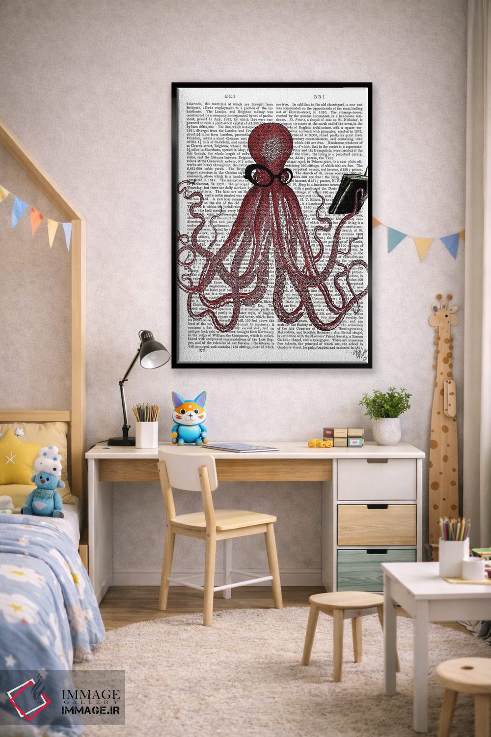 تابلو دکوراتیو اختاپوس باهوش اثر فب فانکی - D3B