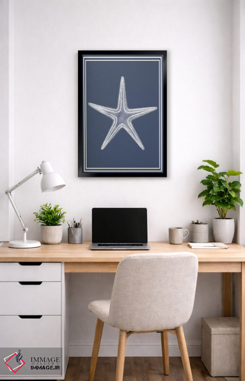 تابلو دکوراتیو ترکیب دریایی سفید بر آبی نیلی ۱ اثر فب فانکی - D4B