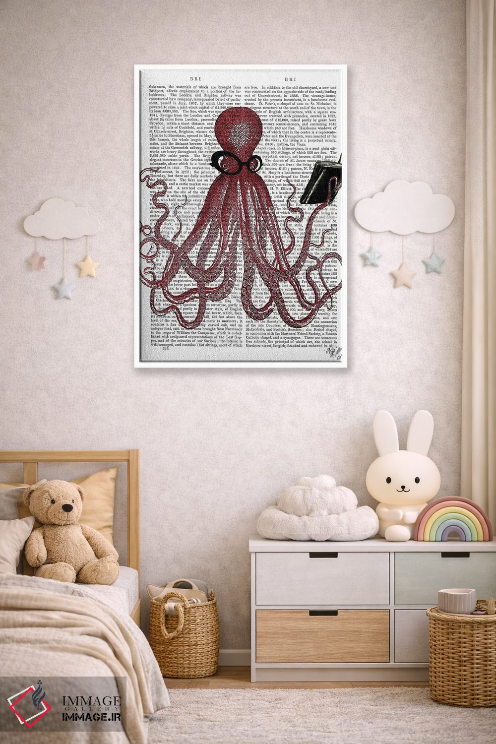 تابلو دکوراتیو اختاپوس باهوش اثر فب فانکی - D4W