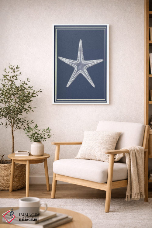 تابلو دکوراتیو ترکیب دریایی سفید بر آبی نیلی ۱ اثر فب فانکی - D6W