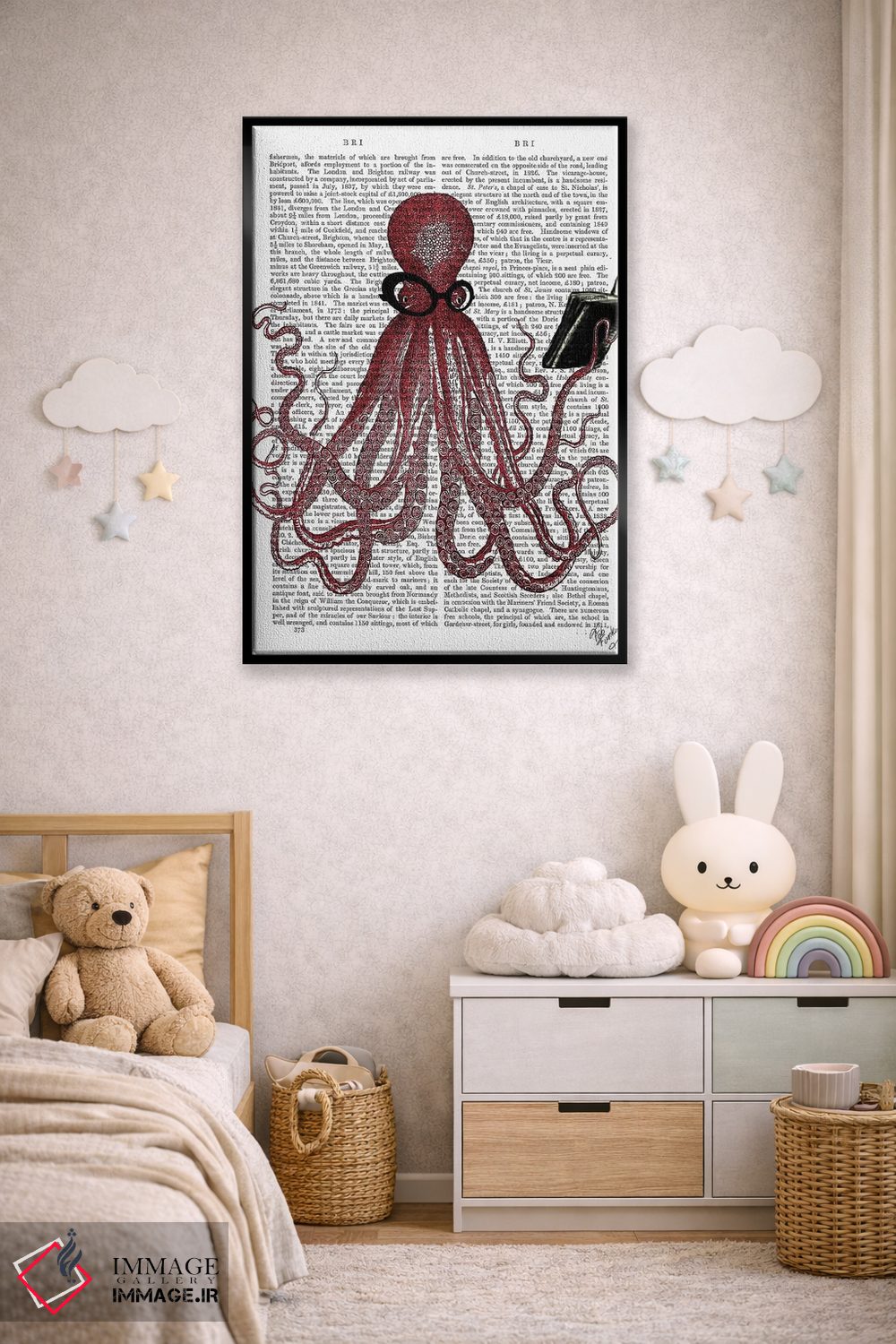 تابلو دکوراتیو اختاپوس باهوش اثر فب فانکی - D6B