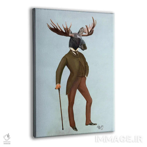 تابلو دکوراتیو گوزن شمالی کت وشلواری اثر فب فانکی - نمای پرسپکتیو محصول