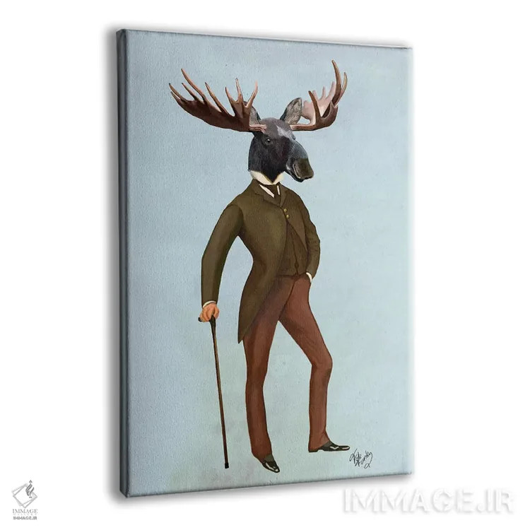 تابلو دکوراتیو گوزن شمالی کت وشلواری اثر فب فانکی - نمای پرسپکتیو محصول