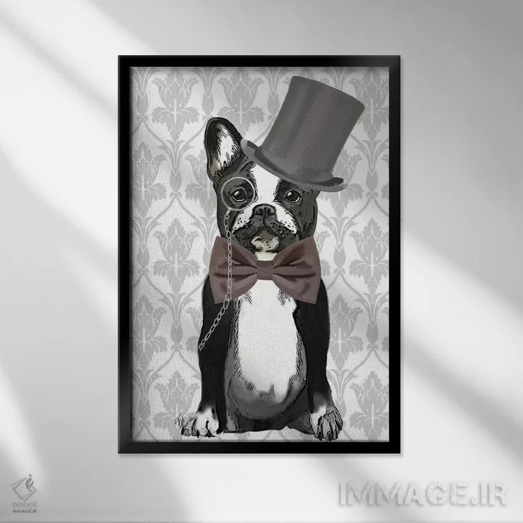 تابلو دکوراتیو آقای بولداگ اثر فب فانکی - نمای قابدار مشکی