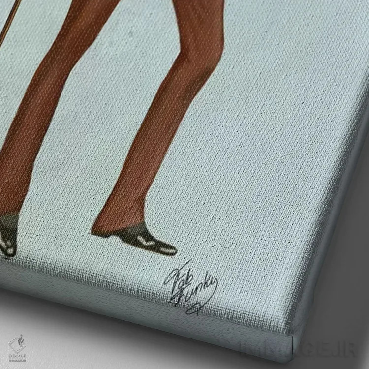 تابلو دکوراتیو گوزن شمالی کت وشلواری اثر فب فانکی - نمای نزدیک بافت بوم