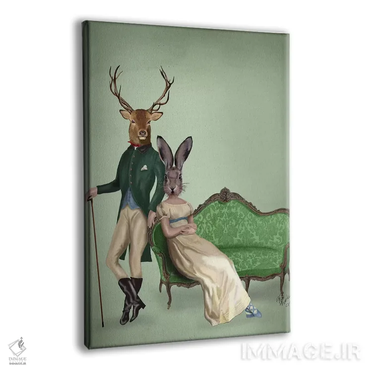 تابلو دکوراتیو آقای گوزن و خانم خرگوش اثر فب فانکی - نمای پرسپکتیو محصول