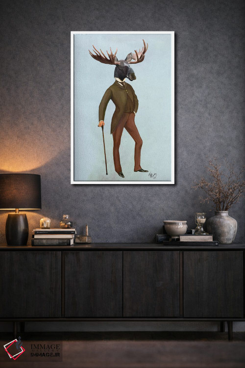 تابلو دکوراتیو گوزن شمالی کت وشلواری اثر فب فانکی - D3W